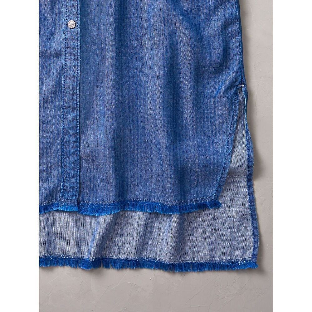 Overland Carly Embroidered Tencel Shirt Dress in River Blue Size XS - Picture 7 of 12
